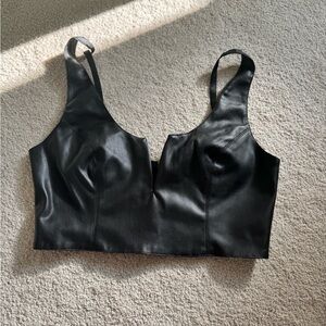 Black Leather Women's Top